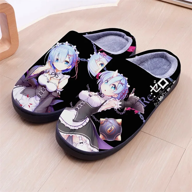 Anime Re:Life in a different world from zero Ram Emilia Rem, zapatillas de Cosplay, zapatos familiares de algodón Unisex para adultos, regalo