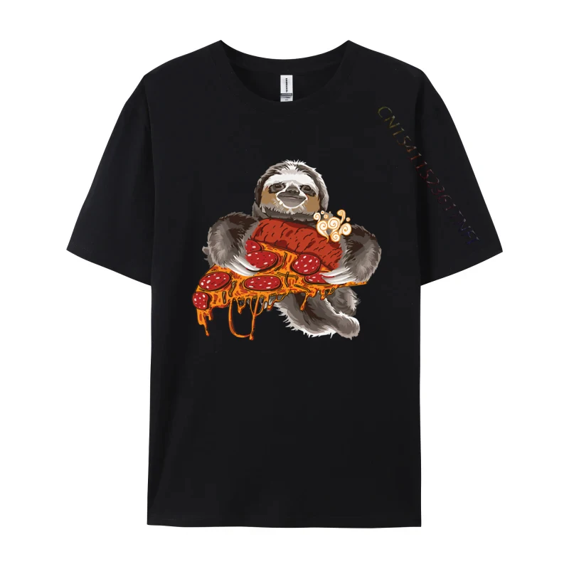 

Sloth Holding Pepperoni Pizza Funny T-Shirt Tee Top Camisas Men Casual Clothing Gift Newest T-shirt Streetwear