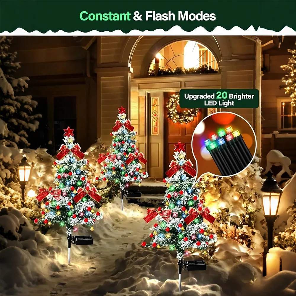 2PCS Weihnachten Baum Solar Lichter LED Garten Lampe Im Freien Wasserdichte Rasen Landschaft Urlaub Party Rasen Dekorationen Boden Lichter