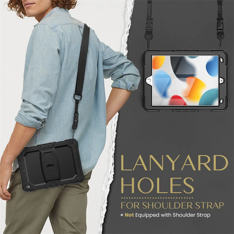 حافظة متينة لجهاز ابل ايباد 11/10/9/8/7 Gen اللوحي شل لباد 6 9.7 غطاء حماية كامل المدمج في حامل Mini5/4 10.2 بوصة