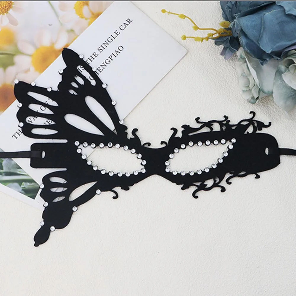 Máscara de media cara con diamantes de imitación, máscara de ojos de mariposa, máscara veneciana decorada con diamantes de imitación, disfraz de fiesta de Halloween