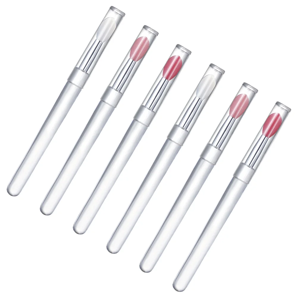 

6 Pcs Women Small Lip Brush Stick Eyeshadow Silicone Makeup Applicator Lipstick Lipsticks