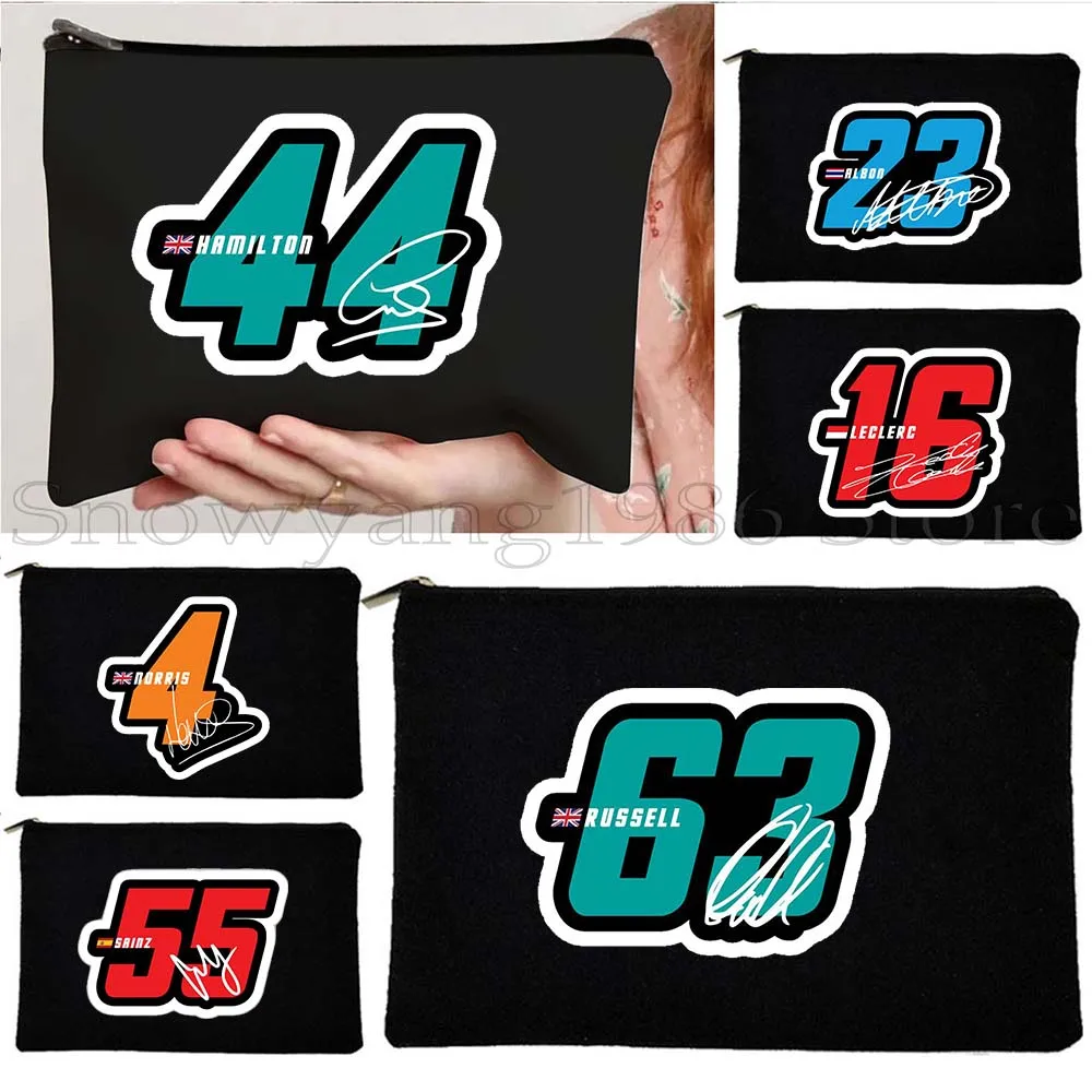 F1 Formula One Car Racing Signature Number 14 16 23 63 Lando Norris 4 Lewis Hamilton 44 Cosmetic Bag Makeup Pouch Pencil Case