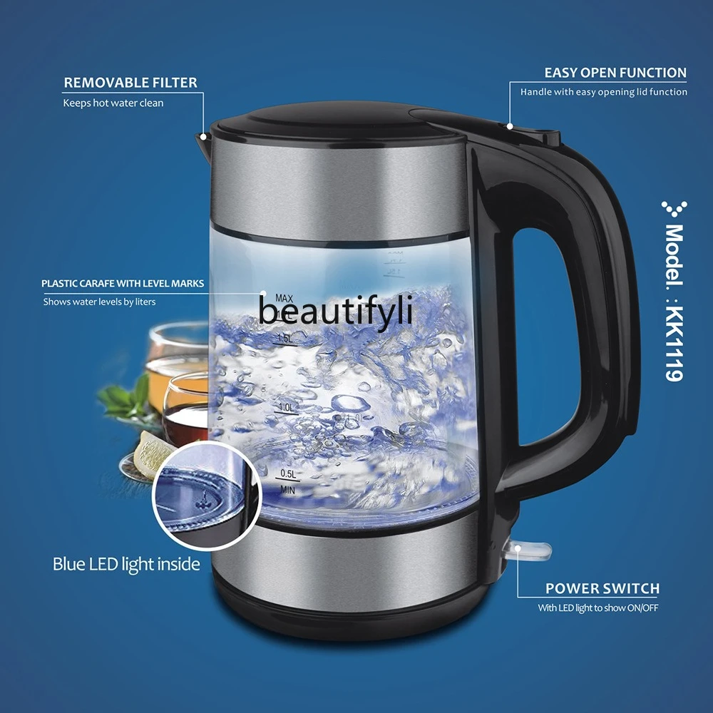 Bollitore in vetro al silicio Gaopeng bollitore in vetro di grande capacità da 1,7 litri bollitore con spegnimento automatico