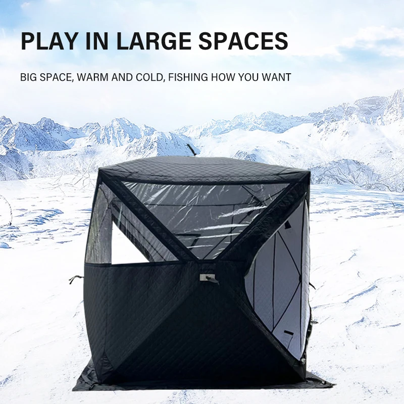 Outdoor With Chimney Mouth Winter Fishing Tent With Windows Automatic Quick Opening Tent 3/5 Person Windproof and Waterproof