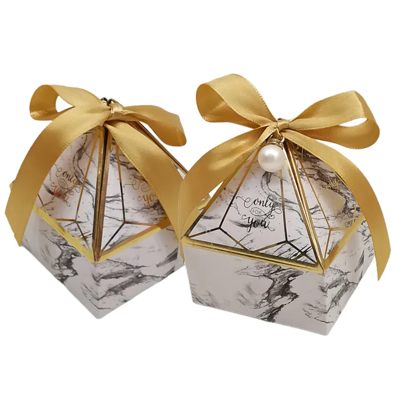 25/50Pcs Edelstein Turm Bronzing Papier Candy Box Mit Band Schokolade Hochzeit Geschenk Verpackung Box Für Baby Dusche event Party Versorgung – Detail 16