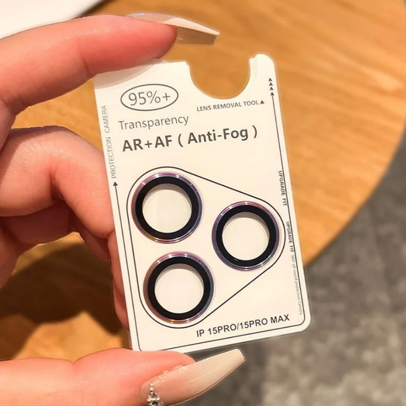 2-3Pcs Original Color Glossy Camera Protector for iPhone 16 15 14 Pro Max  Plus 12 13 Mini Metal Ring Glass Lens Cap Film