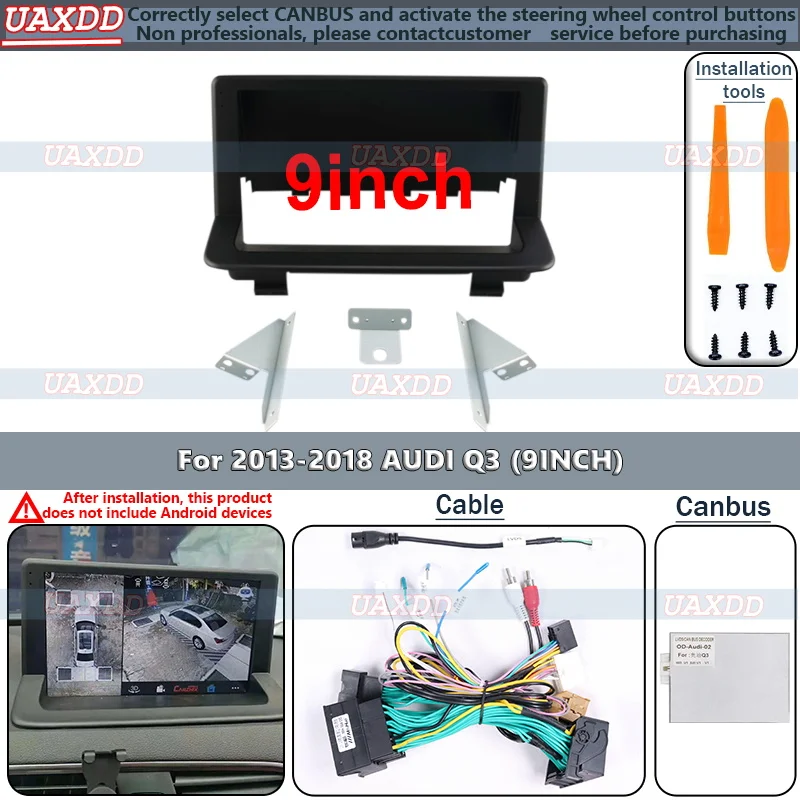 Auto Android Lettore Stereo Telaio Fascia Per FOR Audi Q3 2013-2018 Pannello Alimentazione Cablaggio Canbus radio frame adapter