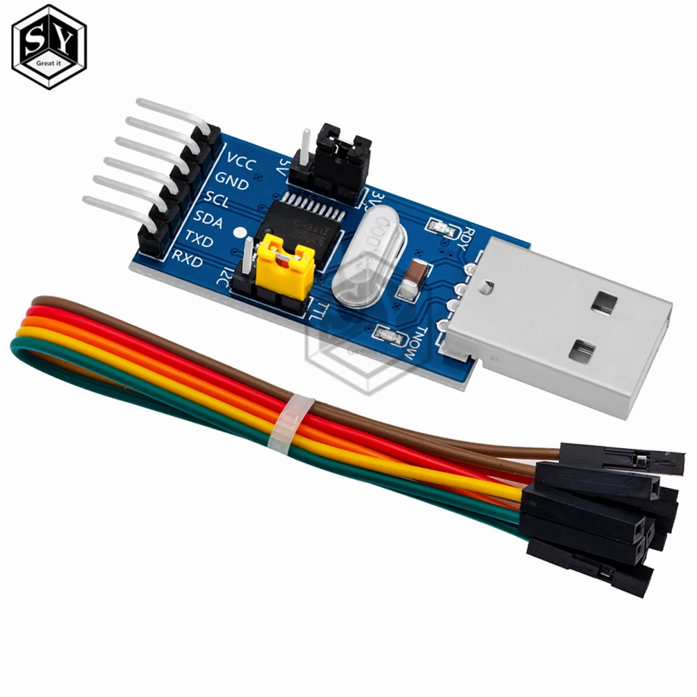 Ch341t 2 في 1 وحدة 3.3 فولت 5 فولت usb إلى i2c iic uart usb إلى ttl رقاقة واحدة تنزيل تسلسلي