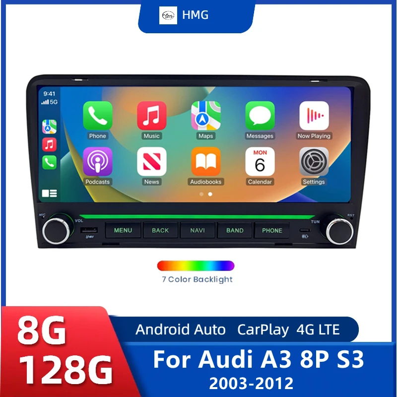 9,3 Zoll für Audi A3 S3 8P 8P1 RS3 Sportback Android Auto Multimedia Videoplayer Audio Autoradio Carplay Car Play Radio BT GPS