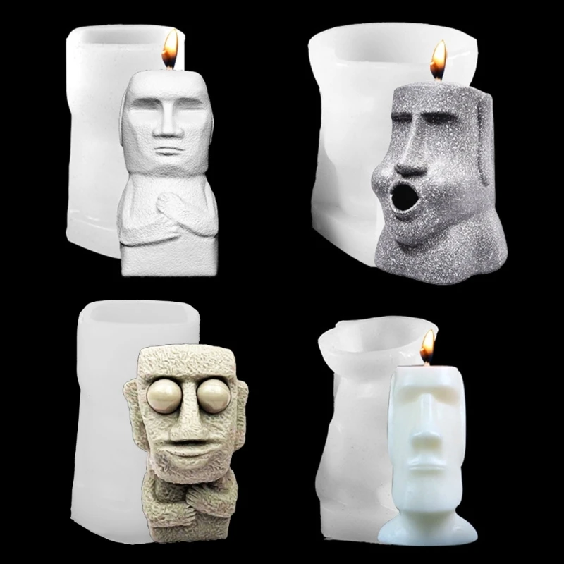 Silicone Mold Fun Moai Statue Mold for Gypsum Making