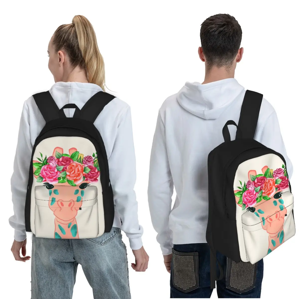 Garden Giraffe Student Backpack School Bag Hiking Travel Daypack for Boys Girls Fashion Bookbag Shoulder Bags