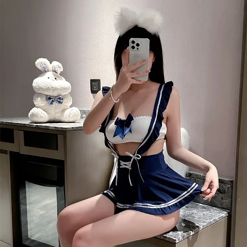 Sexy Lingerie Sexy School Uniform Women Erotic Lingerie Cosplay Schoolgirl Costume Lace Bra Set Mini Skirt Sex Clothes For Girls