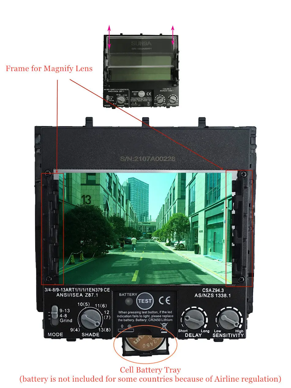 Welding Filter View Size 100x73mm (3.94x2.87in.) Solar 4 Sensors Auto Darkening Best Optical Class 1111 Full Range Shade 4(3)-13