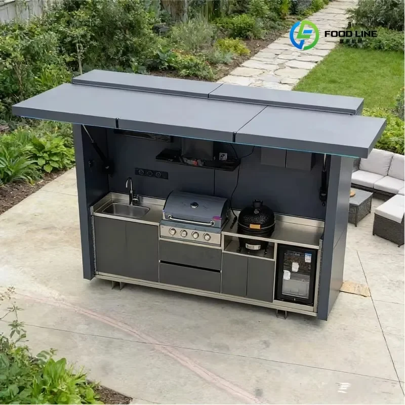 FL High-End Stainless Steel Food Truck Outdoor Kitchen Rust Resistant Design Simple Operation Creative Container Custom