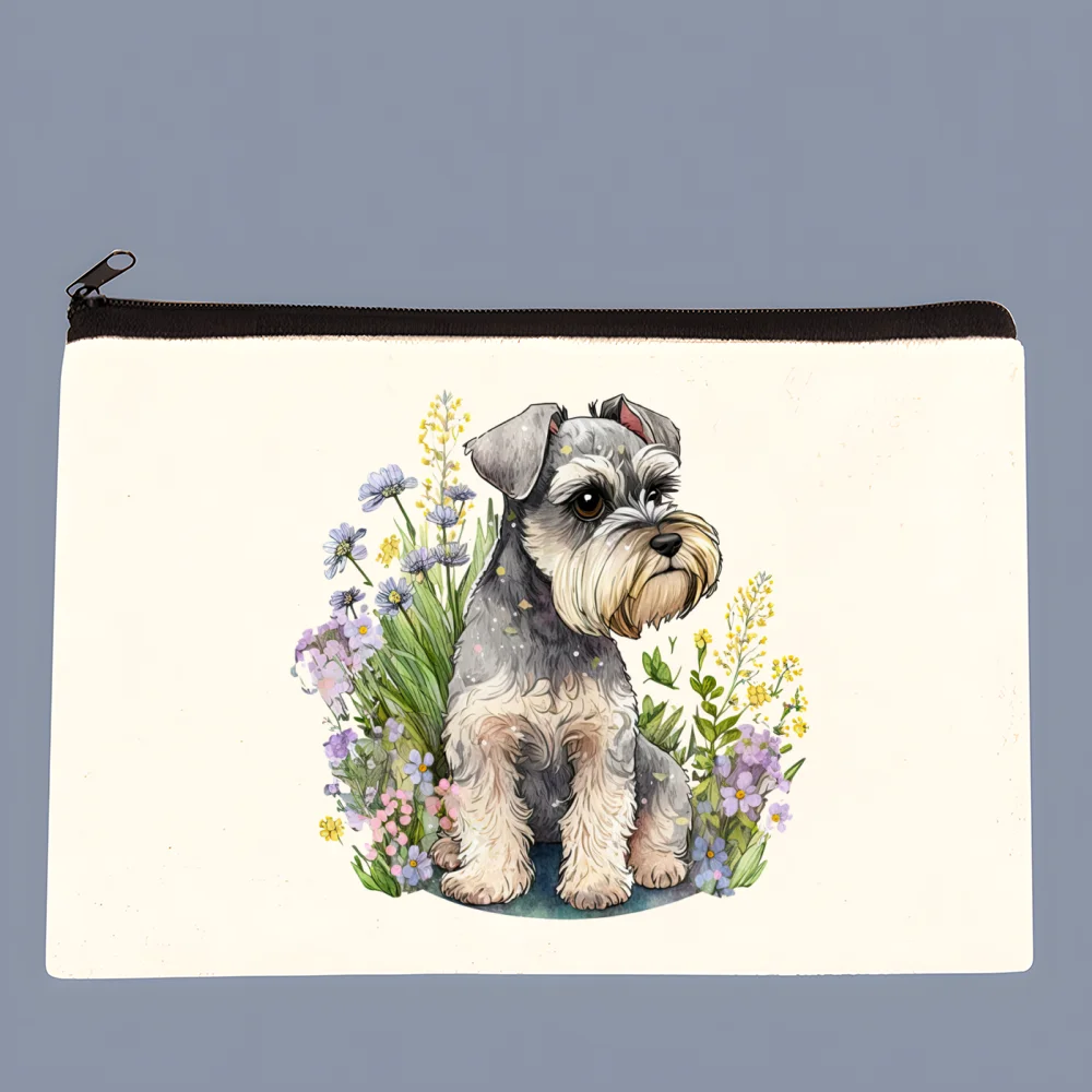 schnauzer  New Women\'s Bag Pure White Handmade Cloth Bag Coin Purse Whiteboard Handbag