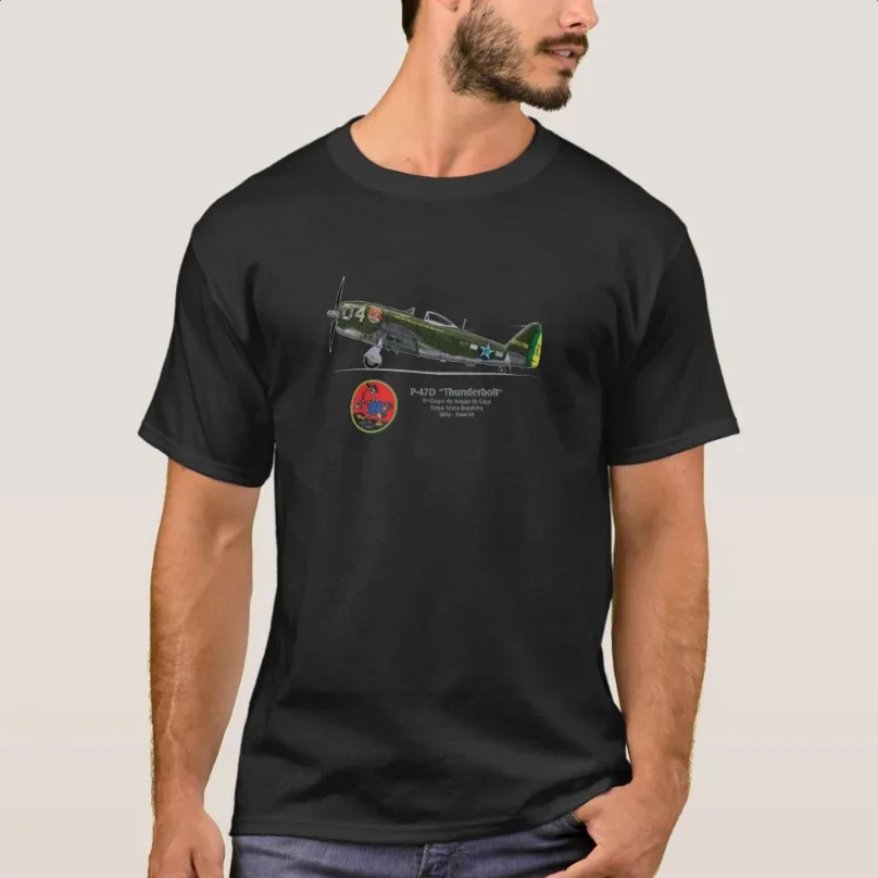 

1st Brazilian Hunting Fighter Squadron P-47D "Thunderbolt" Fighter T-Shirt 100% Cotton O-Neck Short Sleeve Casual Mens T-shirt