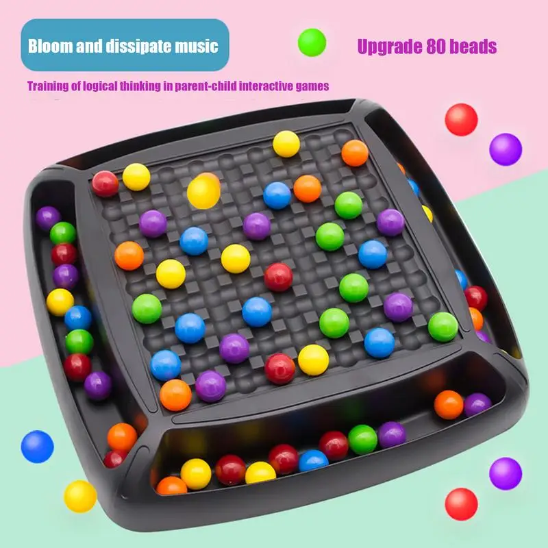 Rainbow Game Interaction Puzzle Magic Chess Game Rainbow Ball Elimination Color Educational Matching Toy with 120 Colored Beads