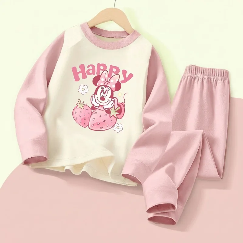 ديزني الخريف والشتاء الفتيات مريح لينة ملابس خاصة مجموعة الاطفال ملابس منزلية غير رسمية مجموعة ميني المطبوعة الطفل منامة 0-10 سنوات #4