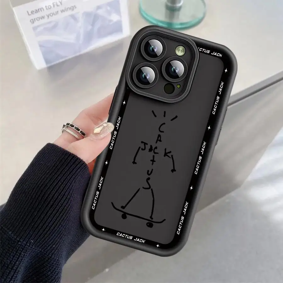 Luxury Travis Scott Cactus Jack Phone Case for Apple iPhone 13 15 16 Pro Max 14 13 Pro 11 12 7 8 Plus XS MAX 14 Plus Soft Cover