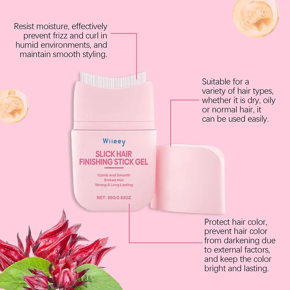 

Hair Styling Gel For Kids, Childrens Hair Wax Stick Built-in Comb 2-in-1 Hair Finishing Stick, Natural Refreshing Non-Greasy