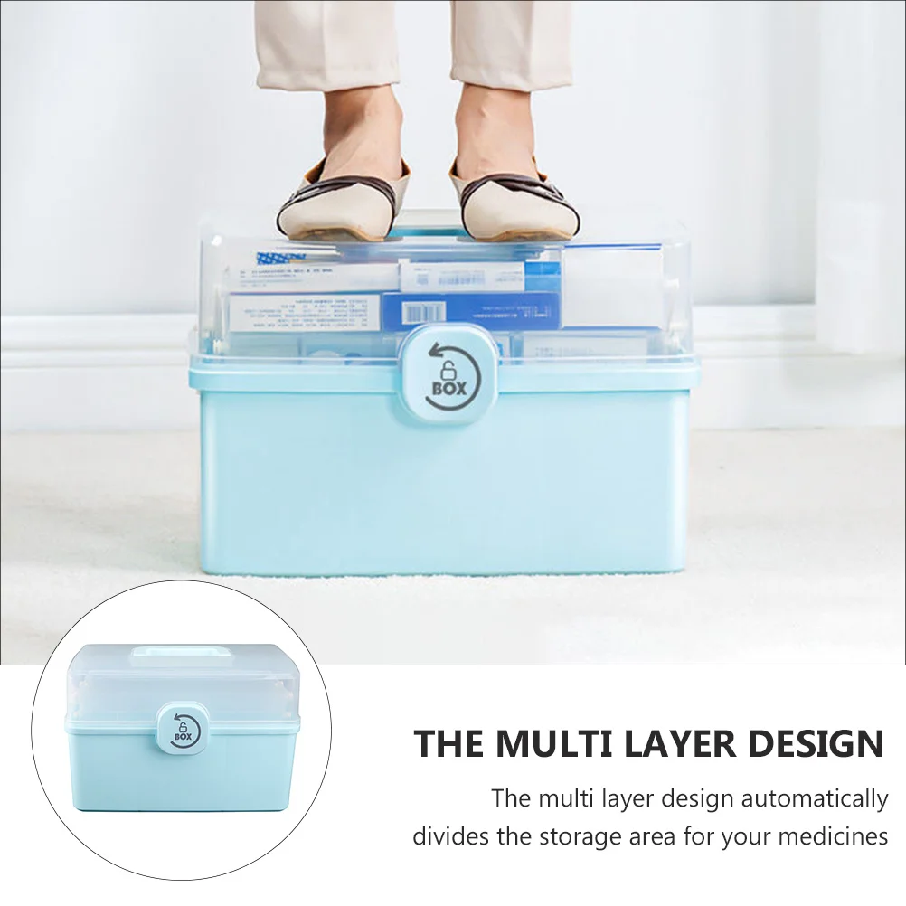 

1Pcs Family Medicine Box Large Capacity Portable First Aid Case Medicine Organizer Emergency Storage Container