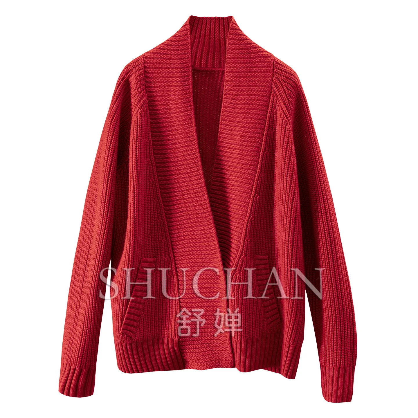 Coarse Weave Warm, The Ark Lazy Loose Wool Green Fruit Neck Sweater Cardigan Jacket Female F301