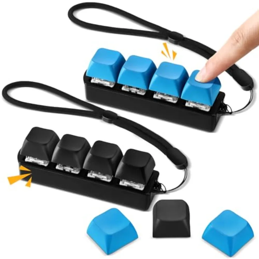 2 Pcs Keyboard Fidget Toys Fidget Clicker Keyboard Four-Button Clicker Keychain Button ADHD Stress Relief Gifts for Adult to Re
