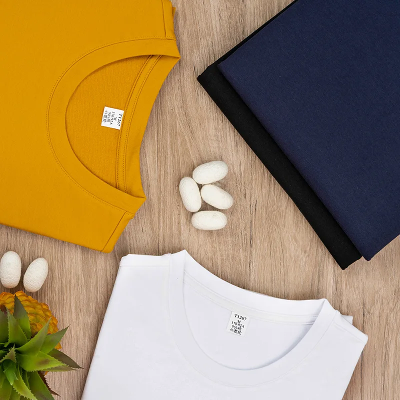 

Premium New 265G Cotton Spandex-Shirt Long Sleeve Solid White Base Shirt Cotton Crew Neck-Shirt Men