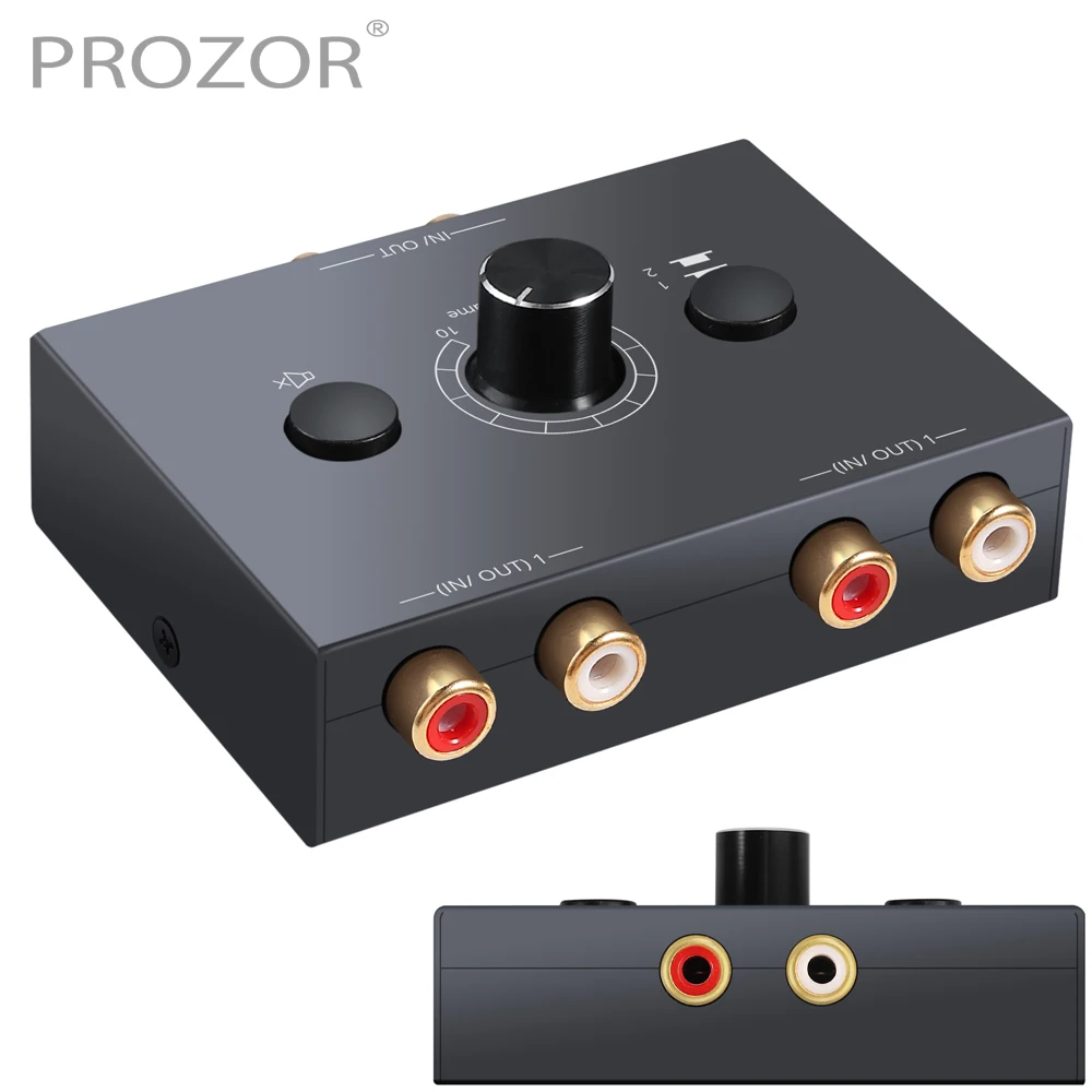 

PROZOR 2(1) in 1(2) Out RCA Stereo Audio Switch Audio Switcher RR/L Stereo Audio Switch Splitter AB Switcher with Mute Button