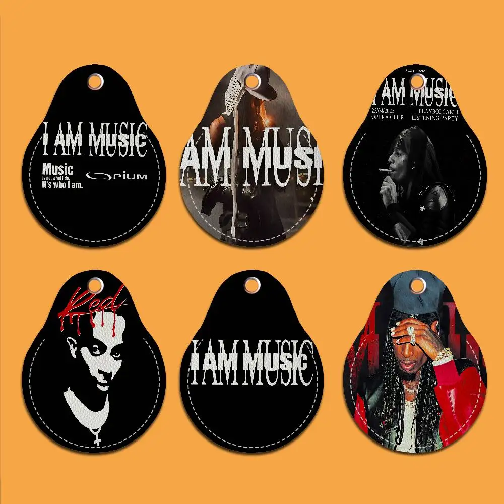 Hip Hop Playboi Carti I Am Music PU Card Holder Keychain Key Ring Door Lock Access Tags Card Case Key Access Card Key Tag Ring