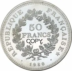 France 1980 50 Francs French Hercule De Dupre Silver Plated Copy Commemorative Coin Ww2 Moneda Collectible Coins