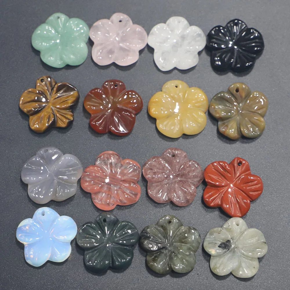 6pcs-28mm-carved-flower-blossom-hole-beads-pendant-natural-stone-green-yellow-white-crystal-agate-chamrs-diy-jewelry-wholesale