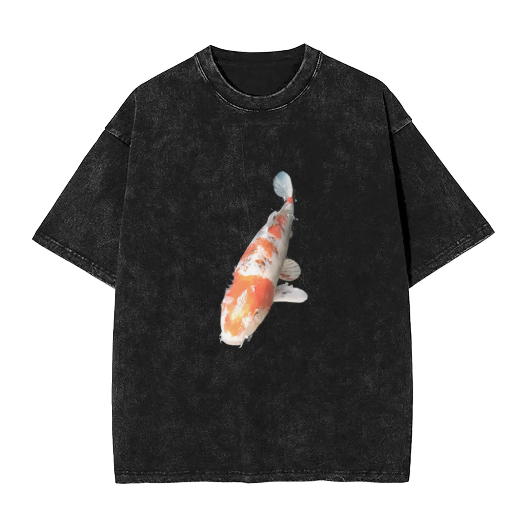 Fish  swim  design Classic Comfort A Washed T Shirt Men's Women's Oversized Cotton Tees Tops