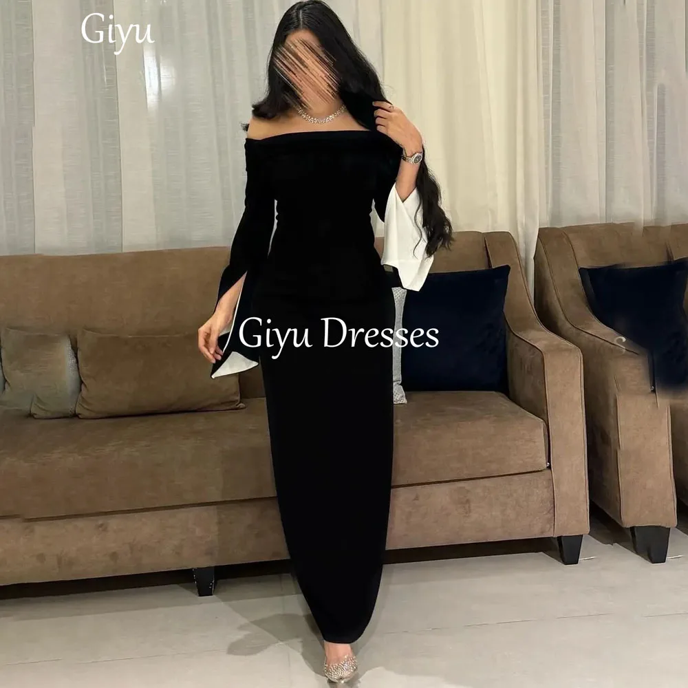

Giyu Elegant Black Evening Dress Vintage Prom Dress Mermaid Long Sleeves Vestidos De Novia Floor Length Saudi Arabia Customized
