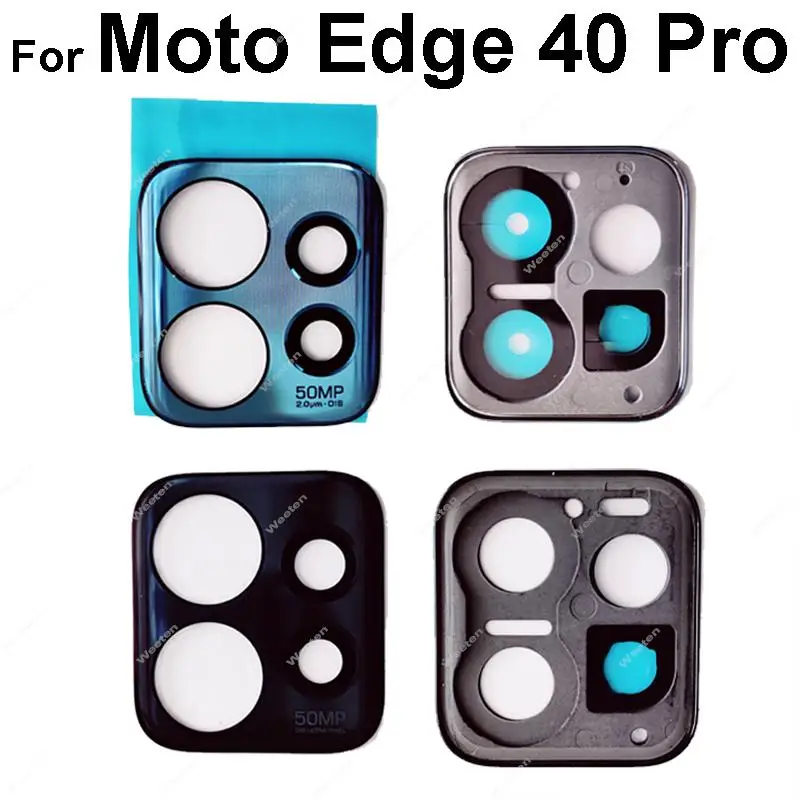 Rear Camera Glass Lens Cover For Motorola Edge 40 Pro Back Camera Lens With Frame Cover Holder Replacement Repair Parts