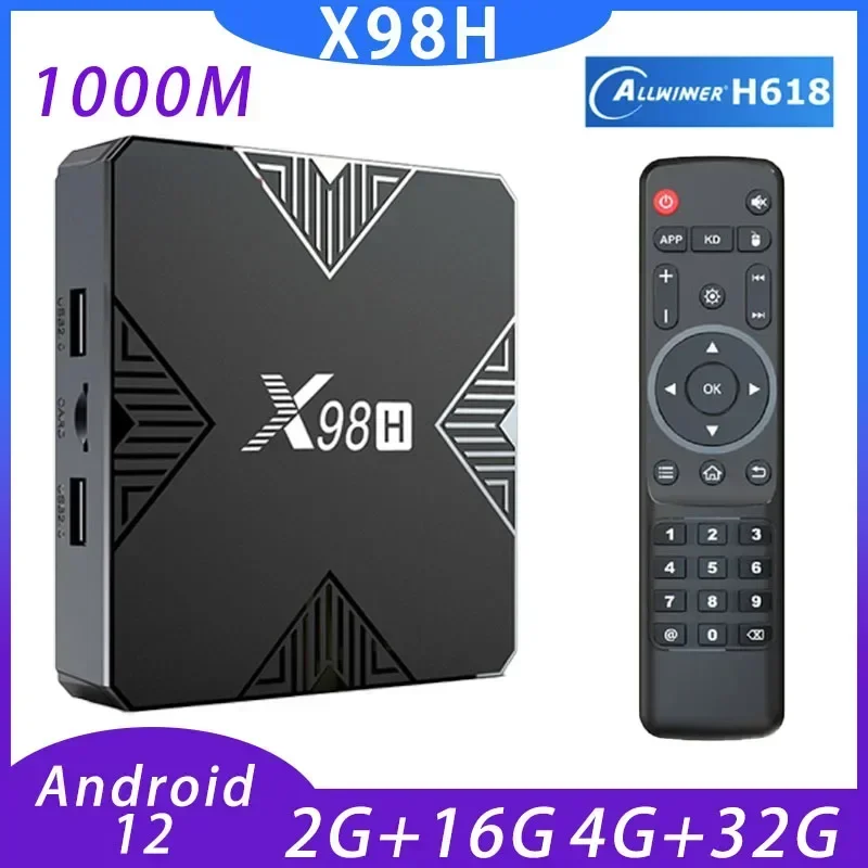 Tv box x98h 4gb 32gb smart tv box 2,4g 5g android 12,0 dual wifi6 bt usb 3d 6k ota android media player set top box 2 g16g