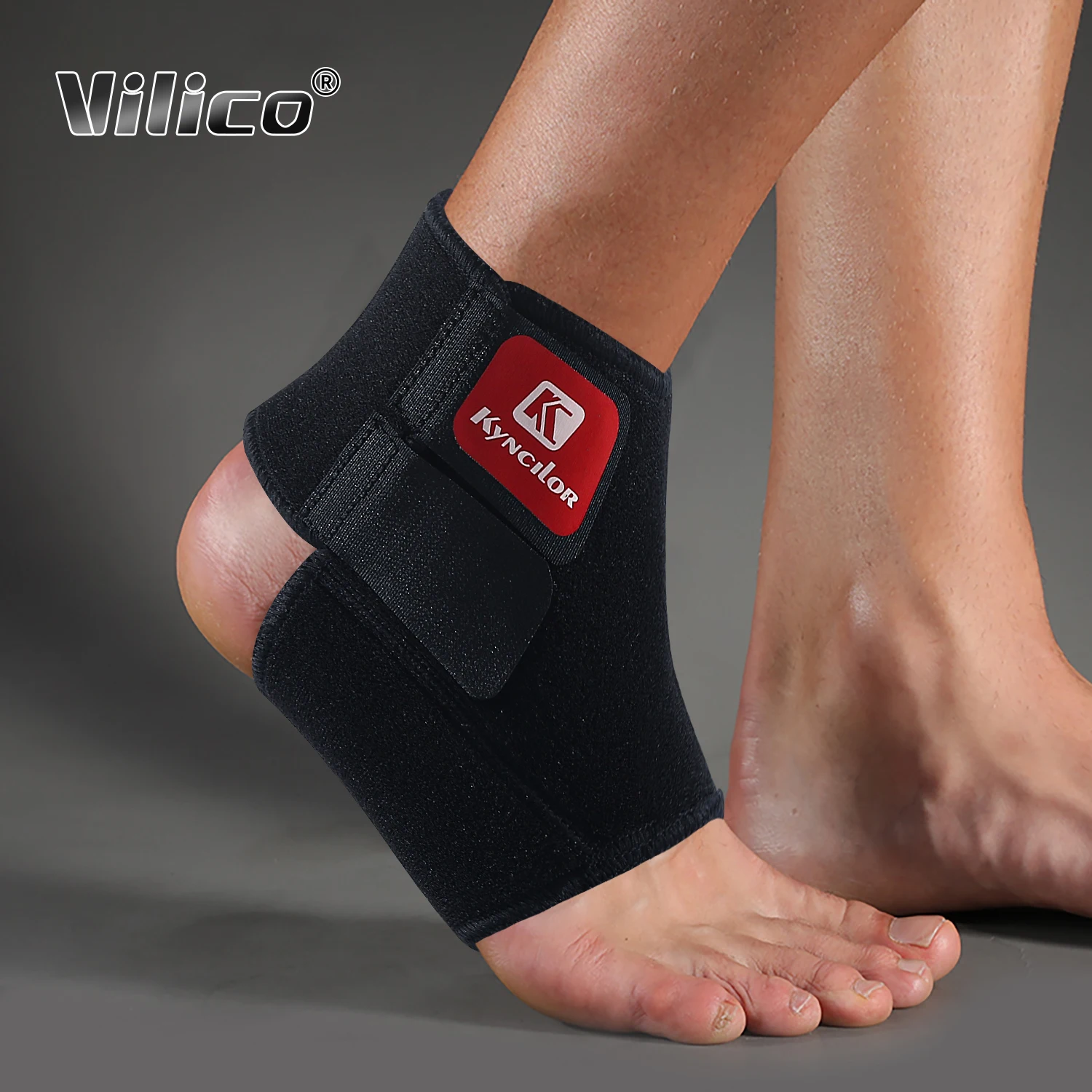 Vilico Ankle Brace Adjustable Ankle Support Pad Protection Elastic Compression Brace Guard Support Ball Games Running Black