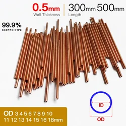 Copper pipe 0.5mm wall thickness 3-18mm OD 300mm 500mm length Hollow straight round tubule cooper tube piping