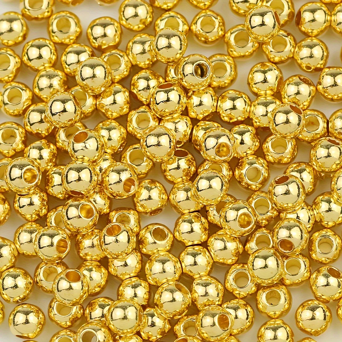 1000pcs 4mm Beads Palted Gold Silaver Color Plastics Round Spacer Loose Beads For Jewelry Making DIY Bracelet Neckalce Makings