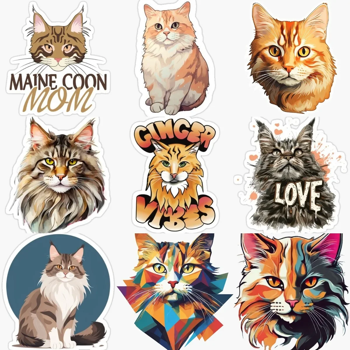 

Maine Coon Cat Creative Pets PVC Waterproof Stickers for Decorate Car Van Fridge Window Wall Room Door Decal Accessories
