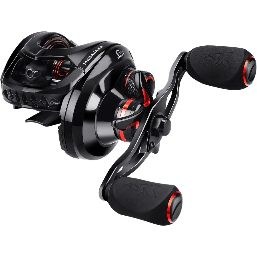 

MegaJaws Baitcasting Fishing Reel with AutoMag Dual Braking System for Precision Casting and HeavyDuty Fishing UltraLightweight