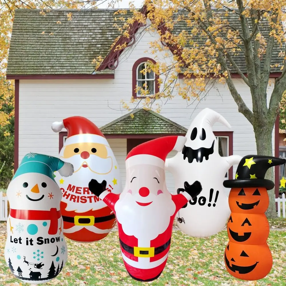 Halloween Santa Claus Inflatable Tumbler Chrismas Tall Snowman Inflatable Model PVC Festival Theme