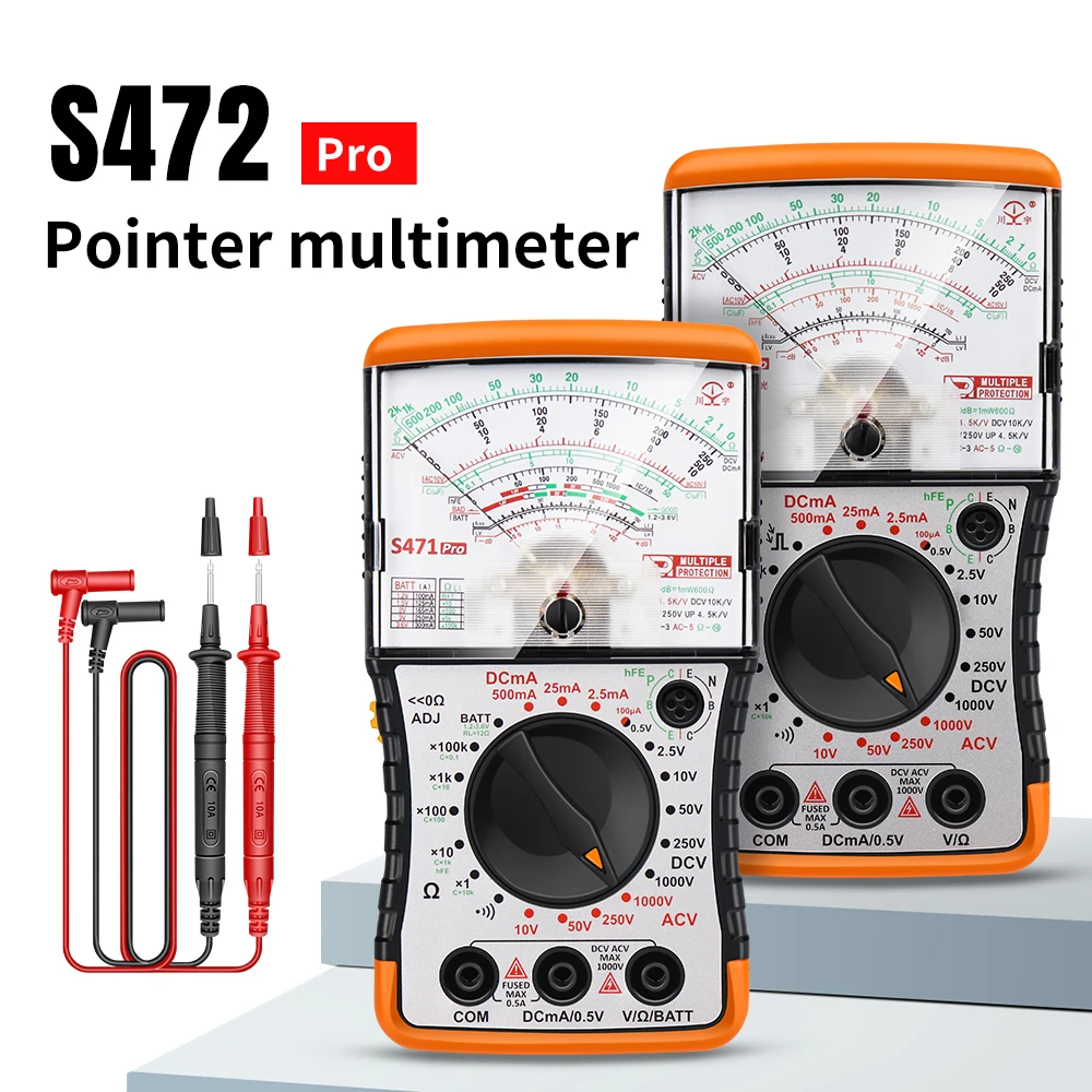 NJTY S472 Pointer Multimeter Analoge Multimetro 1000V Tester AC/DC Spanning DC Stroom Weerstand Naaldtype Universele Meter