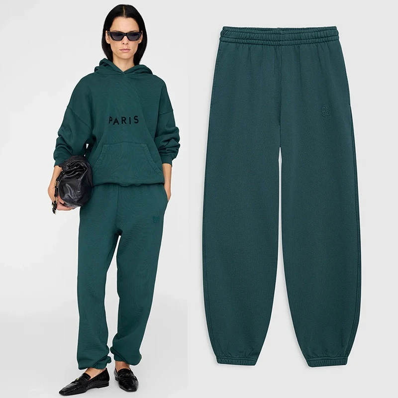 25 الخريف والشتاء رسالة جديدة التطريز الأوسط الخصر الصوف خميرة غسل المياه المقلية اللون Sweatpants المرأة القديمة