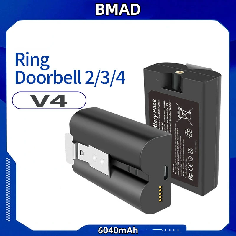 

Ring 3.65v 6040mah Rechargeable Lithium Battery Suitable For V4 Quick Release Video Doorbell 2/3/4 Multifunctional Compatibility