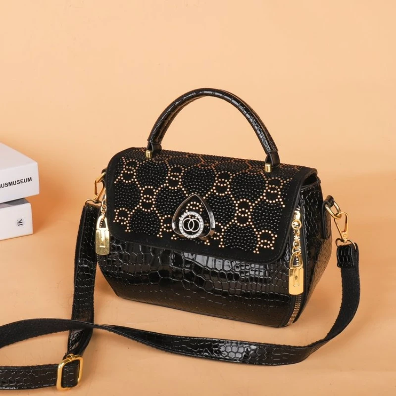 

Versatile Crossbody Bag for Ladies Monogram Pattern Shoulder Bag with Multiple Compartments for Organized Daily Carry