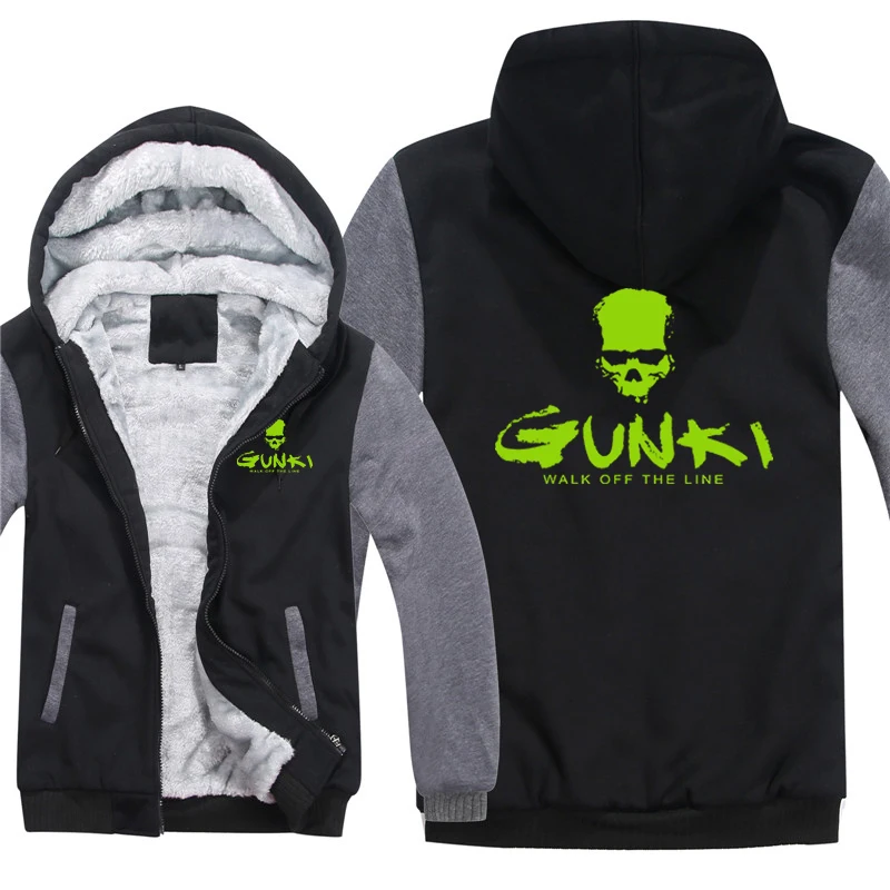 Gunki Hoodies Men Coat Winter Warm Fleece Gunki Sweatshirts Jacket Streetwear