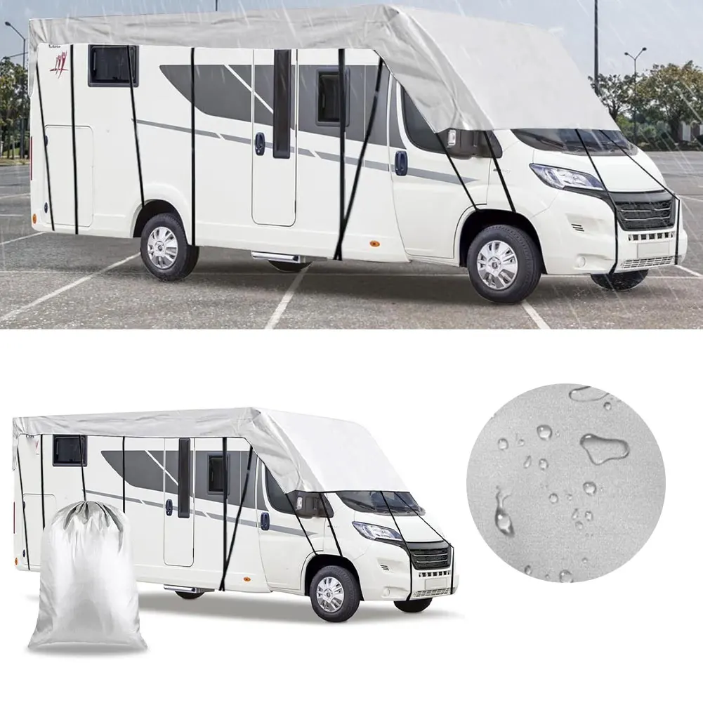 6.5-8.5M RV Caravan Camping Roof Protective Cover Canopy Cover 210D Waterproof Fabric Cloth UV Protection Cover Tarpaulin 