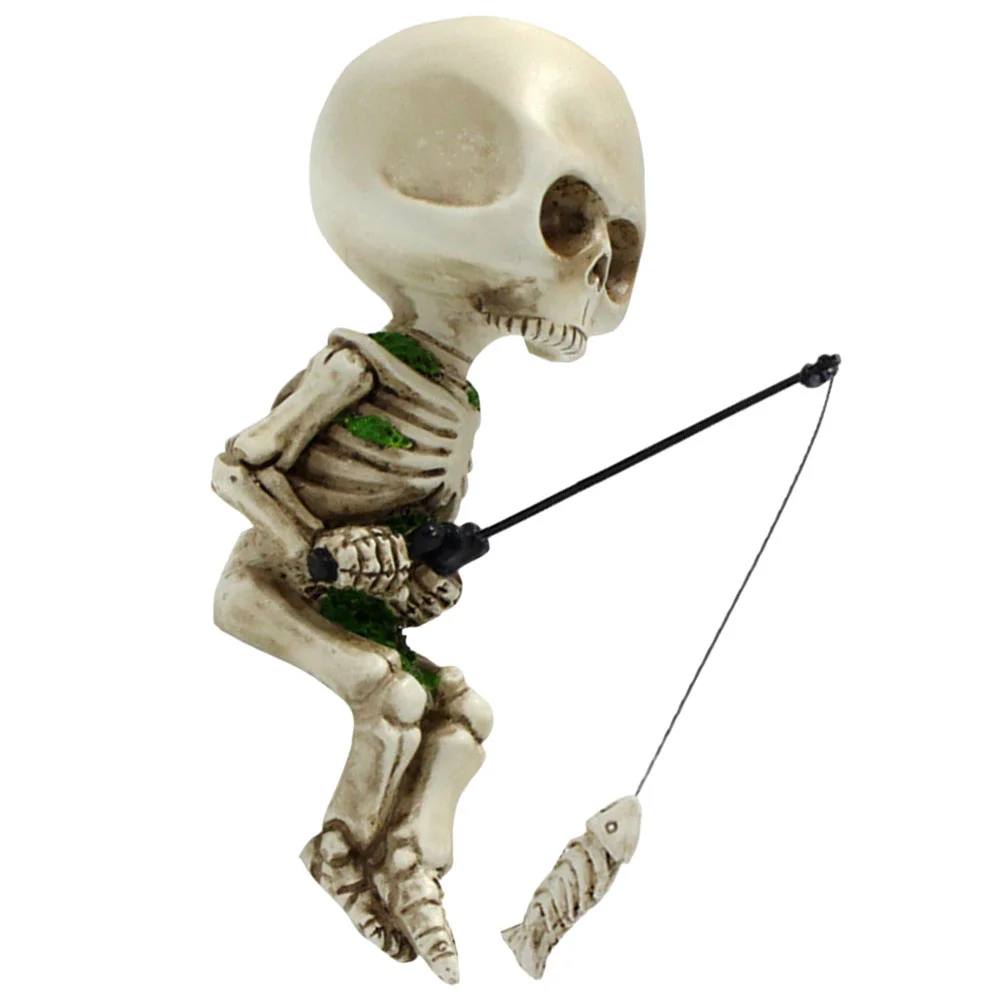 

Garden Decoration Resin Halloween Decorations Fishing Skull Ornament Decorate Statue Miniature